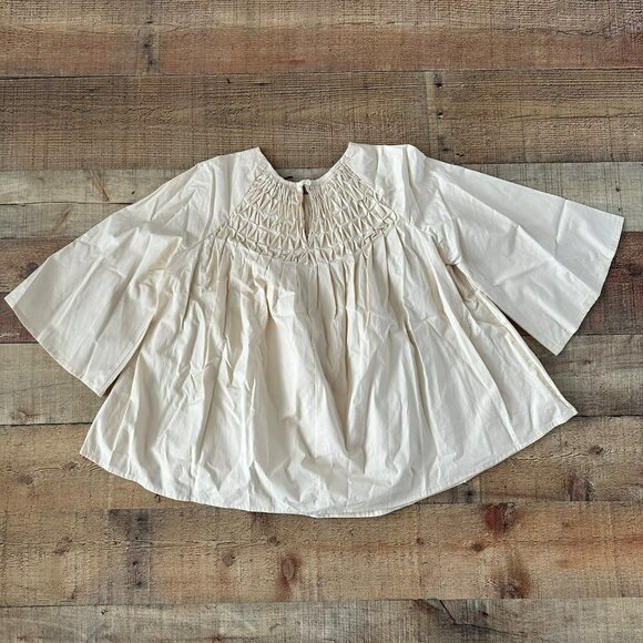 Joh Wilder Top Oversized Smocked Blouse in Cream -XS - Picture 9 of 9